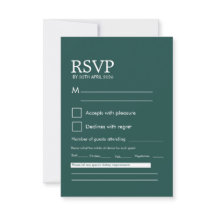Tarjeta de respuesta de boda verde oscuro minimali