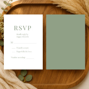 Tarjeta de respuesta de boda verde salvia