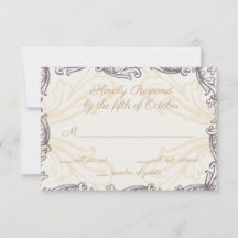 Tarjeta de respuesta de boda vintage con cresta de