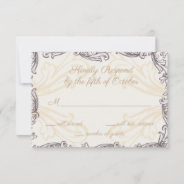 Tarjeta de respuesta de boda vintage con cresta de