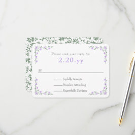Tarjeta de respuesta de bodas con borde de enredad