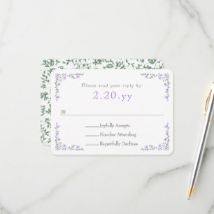 Tarjeta de respuesta de bodas con borde de enredad