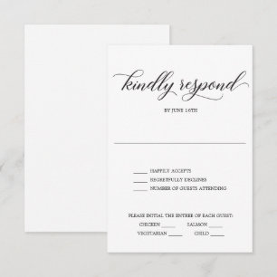Tarjeta de respuesta de bodas con guión clásico