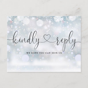 Tarjeta de respuesta de bodas con guión de corazón