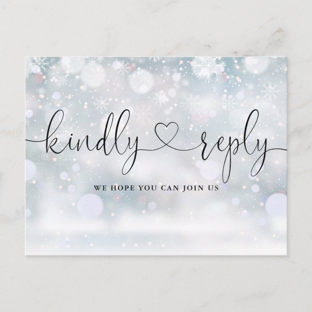 Tarjeta de respuesta de bodas con guión de corazón (Anverso)