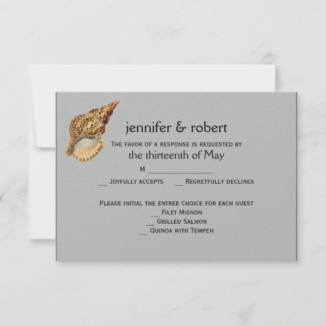Tarjeta de respuesta de bodas de animales de mar d (Anverso)