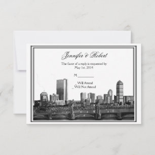 Tarjeta de respuesta de bodas de destino de Boston