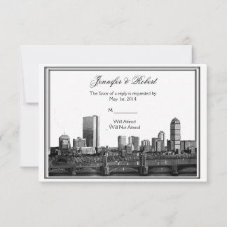 Tarjeta de respuesta de bodas de destino de Boston