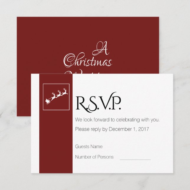 Tarjeta de respuesta de bodas de Navidad del trine (Anverso / Reverso)