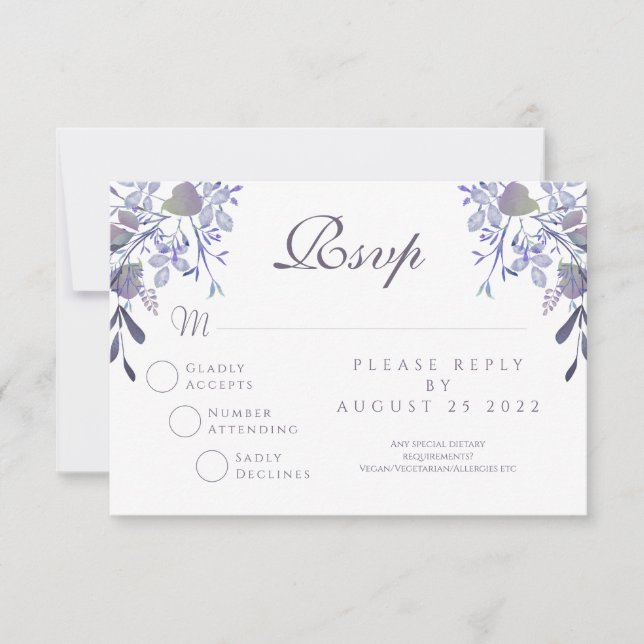 Tarjeta de respuesta de bodas de RSVP floral vinta (Anverso)