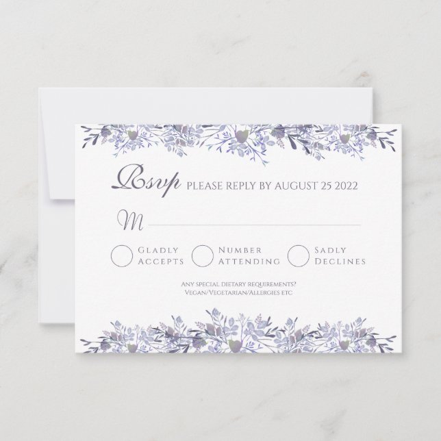 Tarjeta de respuesta de bodas de RSVP floral vinta (Anverso)