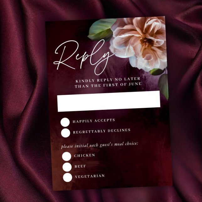 Tarjeta de respuesta de Bodas florales oscuros y m (Subido por el creador)