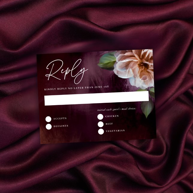 Tarjeta de respuesta de Bodas florales oscuros y m (Subido por el creador)