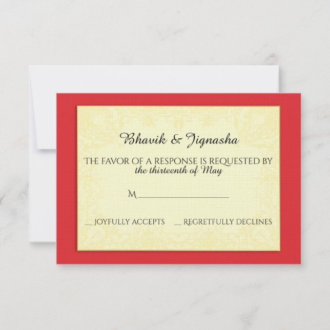 Tarjeta de respuesta de Bodas indios Ganesha (Anverso)