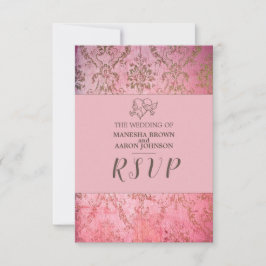 TARJETA DE RESPUESTA DE BODAS RÚSTICA ROSA