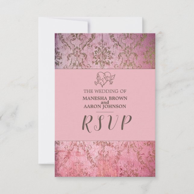 TARJETA DE RESPUESTA DE BODAS RÚSTICA ROSA (Anverso)