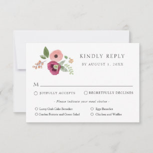 Tarjeta de respuesta de Boho rosa de Boda floral d