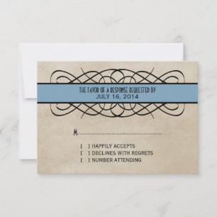 Tarjeta de respuesta de borde azul floreciente