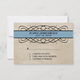 Tarjeta de respuesta de borde azul floreciente