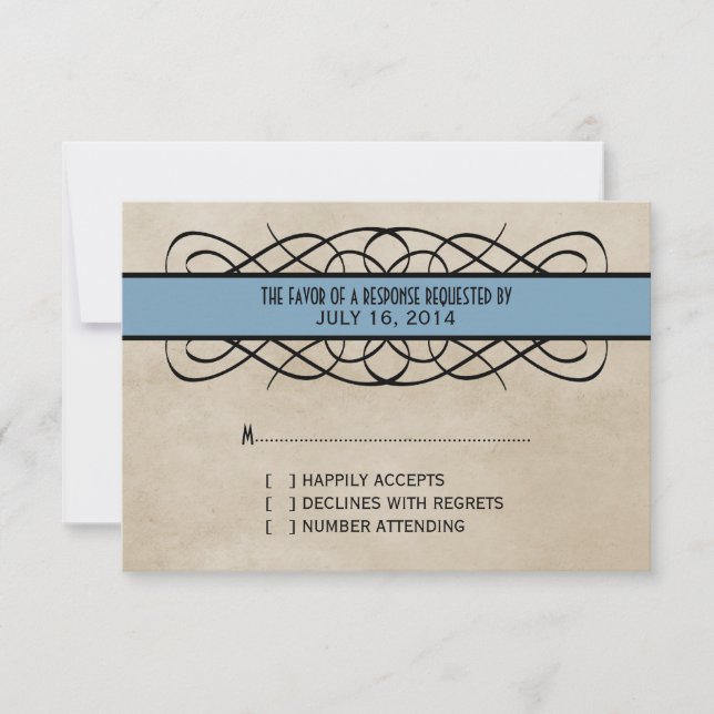 Tarjeta de respuesta de borde azul floreciente (Anverso)