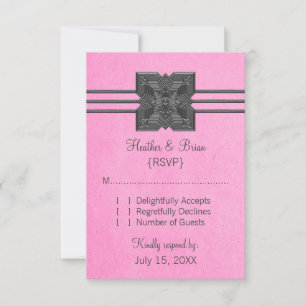 Tarjeta de respuesta de borde de medallón rosa