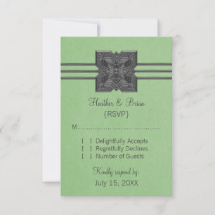 Tarjeta de respuesta de borde del medallón verde