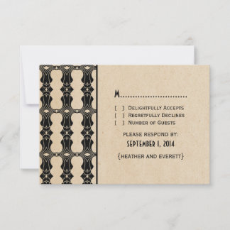 Tarjeta de respuesta de borde Ebony Art Deco