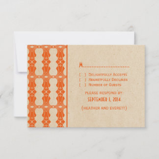 Tarjeta de respuesta de borde naranja Art Deco