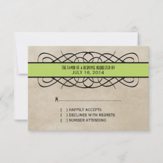 Tarjeta de respuesta de borde verde floreciente