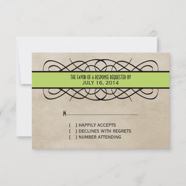 Tarjeta de respuesta de borde verde floreciente (Anverso)