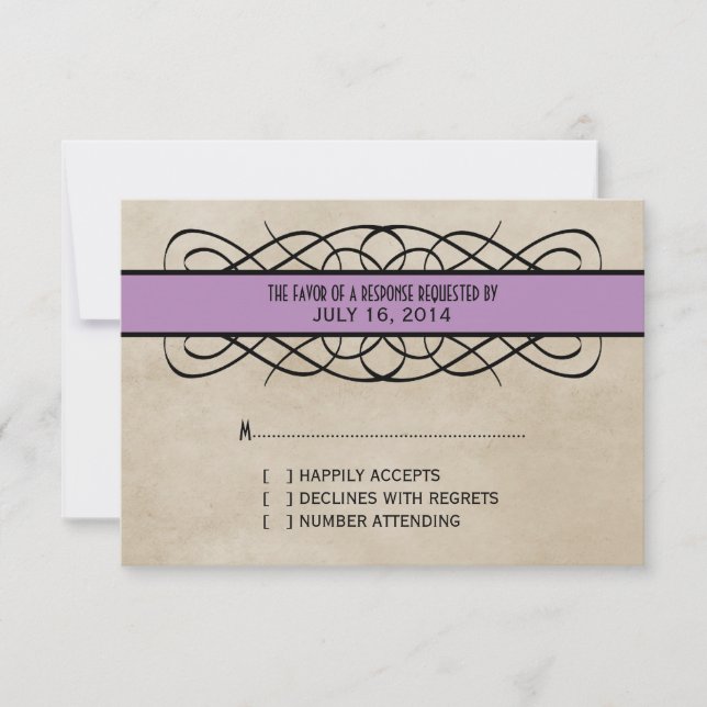 Tarjeta de respuesta de borde Violet Flourish (Anverso)