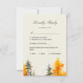 Tarjeta de respuesta de bosque de otoño, bosque de