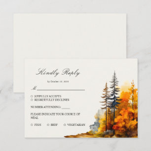 Tarjeta de respuesta de bosque otoñal, árboles de
