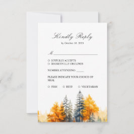 Tarjeta de respuesta de bosque otoñal, bosque de o