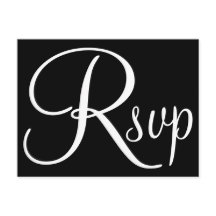 Tarjeta de respuesta de caligrafía en blanco y neg