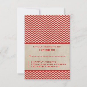Tarjeta de respuesta de Chevron de Moda Roja