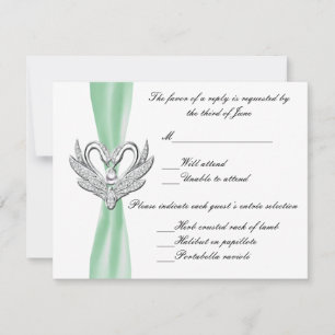 Tarjeta de respuesta de Cinta Verde Plata Swans