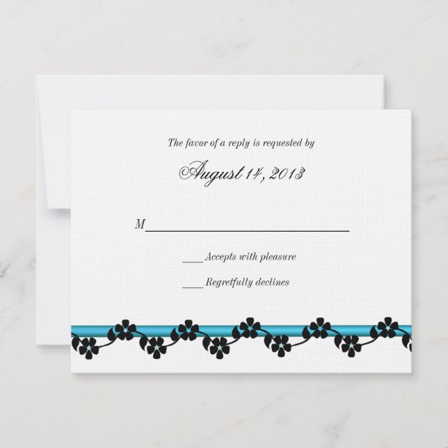 Tarjeta de respuesta de cinta y flores (Anverso)