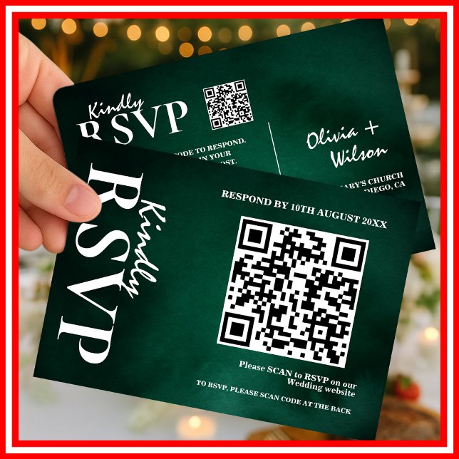 Tarjeta de respuesta de código QR de boda esmerald (Subido por el creador)