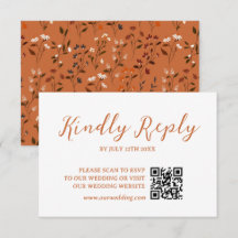 Tarjeta de respuesta de código QR de boda floral d