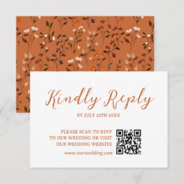 Tarjeta de respuesta de código QR de boda floral d