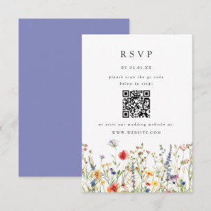 Tarjeta de respuesta de código QR de boda floral e