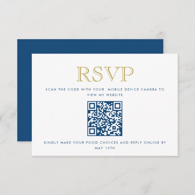 Tarjeta de respuesta de código QR de oro simple y  (Anverso / Reverso)