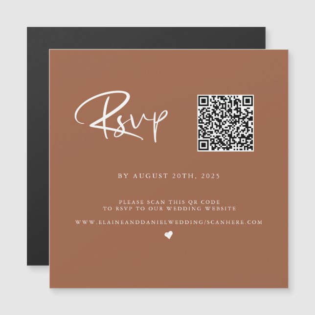 Tarjeta de respuesta de código QR de terracota con (Anverso/Reverso)