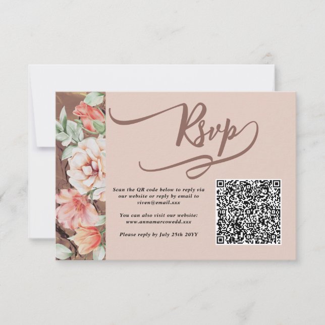 Tarjeta de respuesta de código QR floral de otoño  (Anverso)