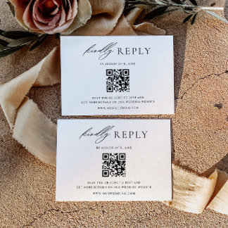 Tarjeta de respuesta de código QR para boda minima