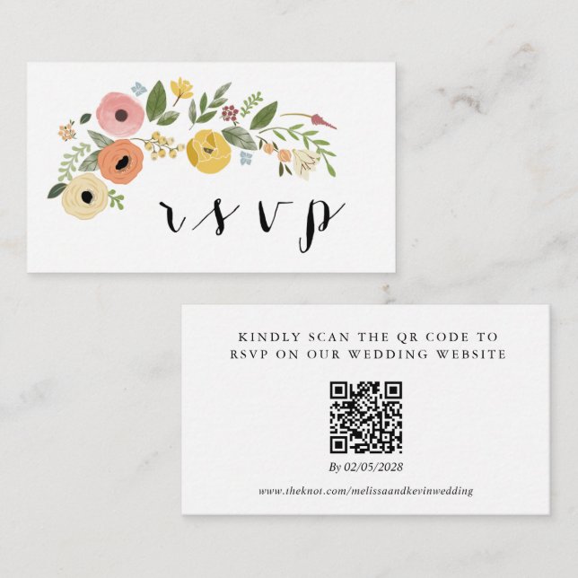 Tarjeta de respuesta de código QR RSVP de boda (Anverso / Reverso)