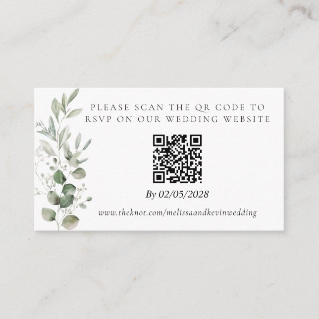 Tarjeta de respuesta de código QR RSVP de boda (Anverso)