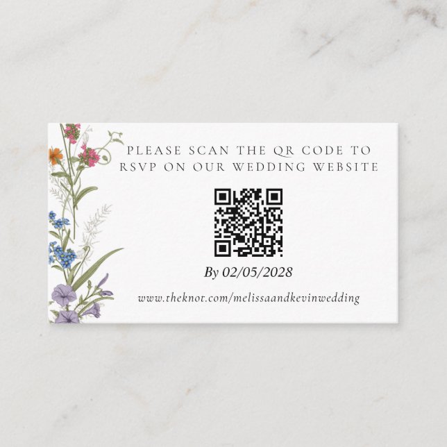 Tarjeta de respuesta de código QR RSVP de boda (Anverso)