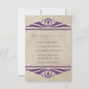 Tarjeta de respuesta de color morado elegante